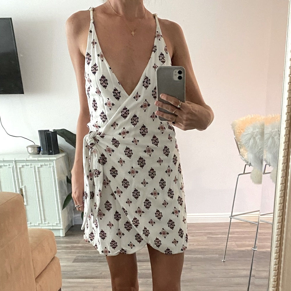Beach riot white embroidered wrap dress cover up